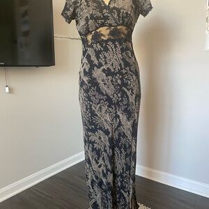 Hype Elegant Black and Cream Floral Maxi Dress